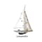 Set of 2 White Wood Coastal Sail Boat Sculpture, 22&#x22; x 13&#x22;